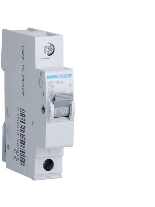 Hager MTN110 10A 1 Pole Type B 6kA Miniature Circuit Breaker, Single Pole MCB