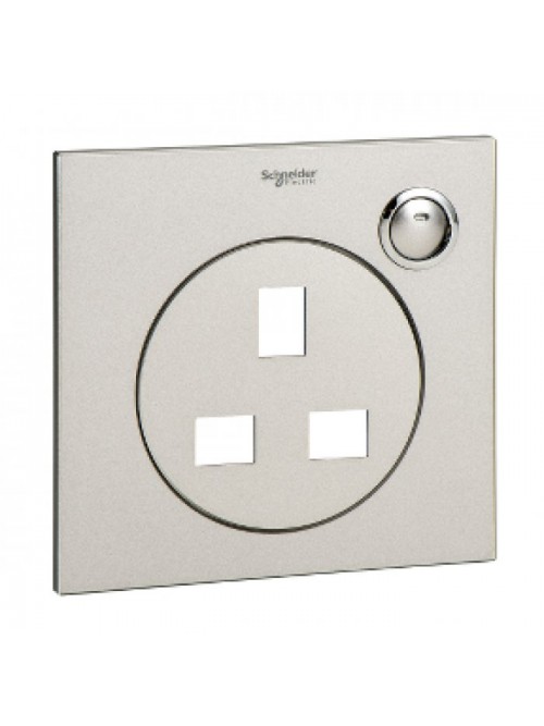 Schneider ULTI  13A 1G SWITCHED SOCKET COVER, BRUSHED SILVER