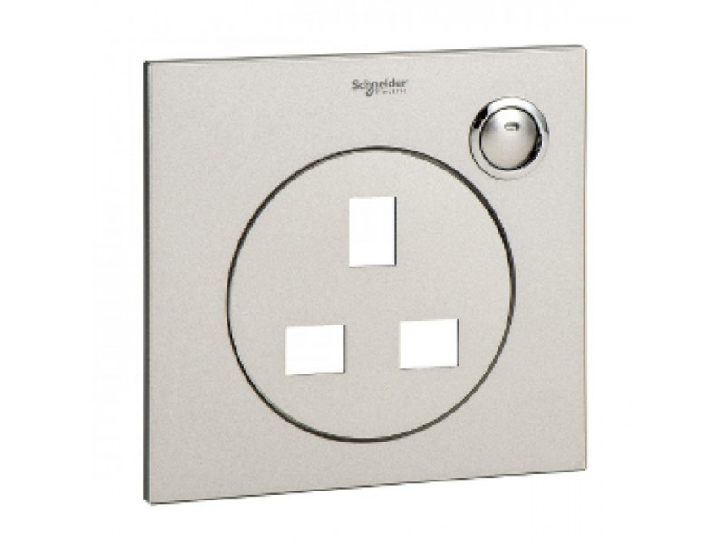 Schneider ULTI  13A 1G SWITCHED SOCKET COVER, BRUSHED SILVER