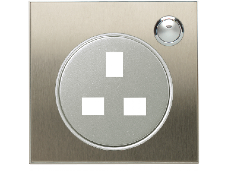 Schneider ULTI 13A 1G SWITCHED  SOCKET COVER,SILVER HAIRLINE