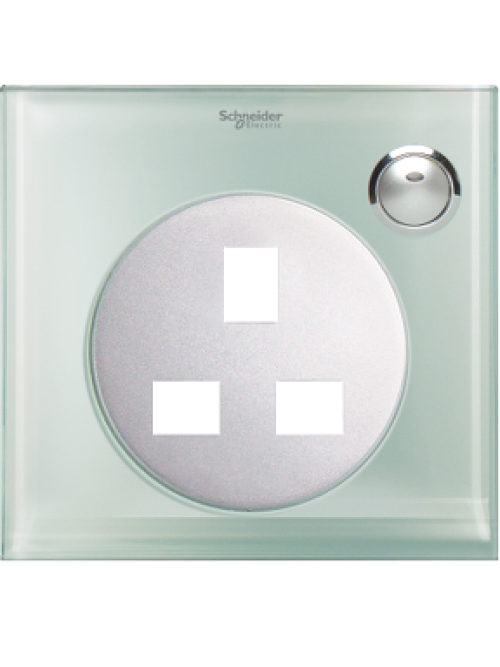 Schneider ULTI 13A 1g SWITCHED SOCKET COVER, Crystal Glass