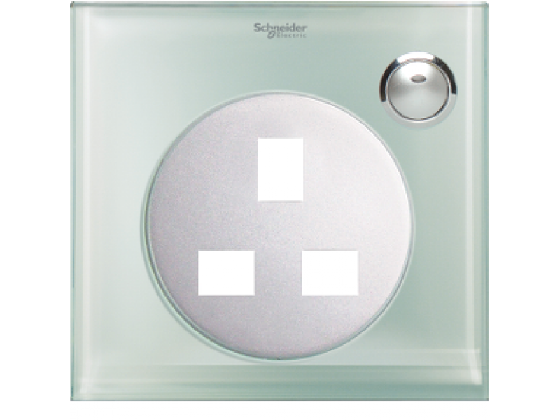 Schneider ULTI 13A 1g SWITCHED SOCKET COVER, Crystal Glass