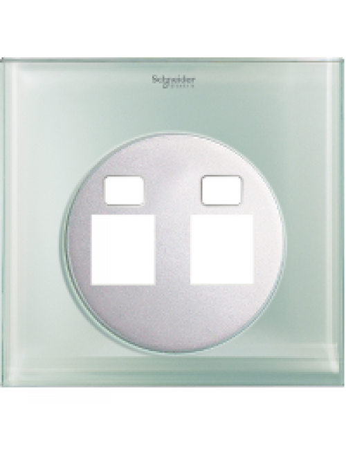 Schneider ULTI 2G RJ45 Tel/Data Cover Plate,Crystal Glass