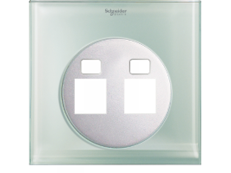 Schneider ULTI 2G RJ45 Tel/Data Cover Plate,Crystal Glass