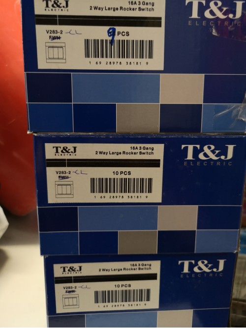 T&j 16A 3 Gang 2 Way Large Rocker Switch