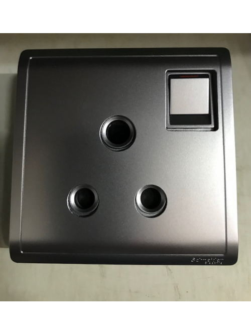 Schneider Pieno E8215_15 15A Switched Socket Outlet Lavender Silver