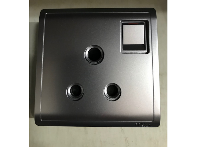 Schneider Pieno E8215_15 15A Switched Socket Outlet Lavender Silver