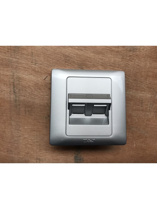 T&J 2G RJ45 Cat6Data Socket-Gross Silver