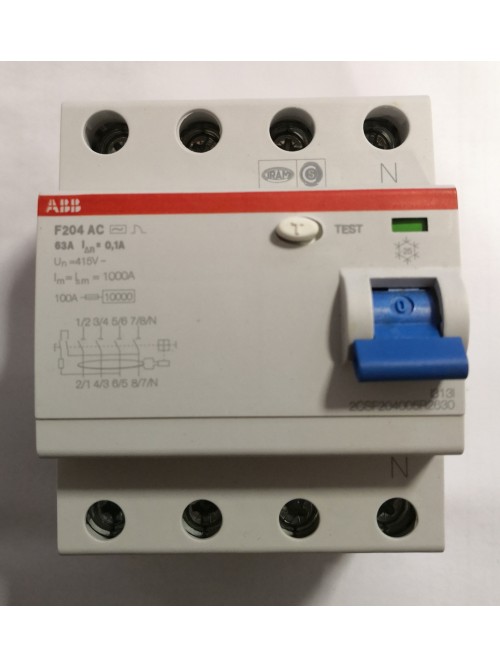 ABB 4P63A 100mA ELCB (F204 AC-63/0.1)