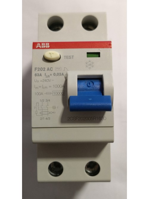 ABB 2P63A 30mA ELCB (F202 AC-63/0.03)