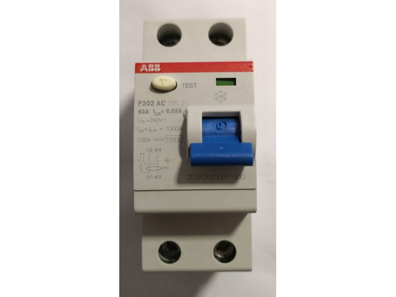 ABB 2P63A 30mA ELCB (F202 AC-63/0.03)