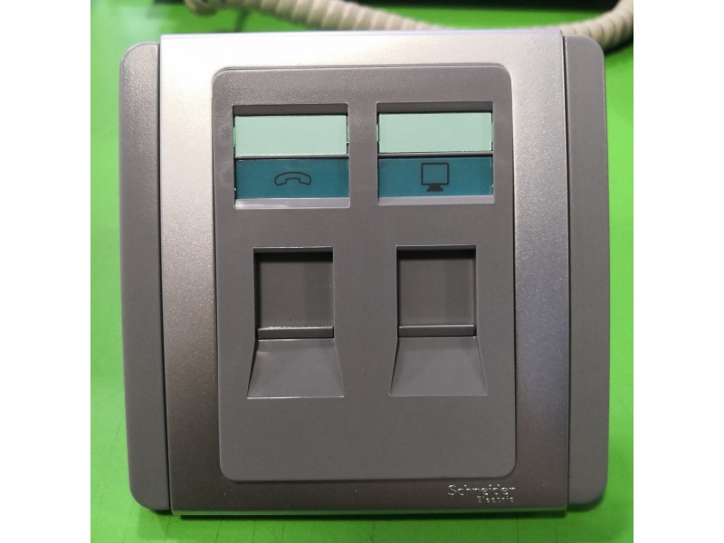 Schneider Neo Dual Tel&Data Socket -Grey (E3032TD_GS)