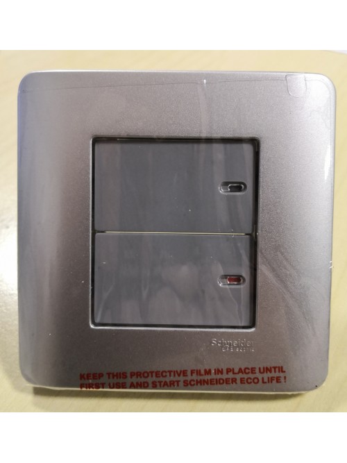 Schneider Zencelo 2G1W Switch -Silver Satin (E8432_1_SA_G2)
