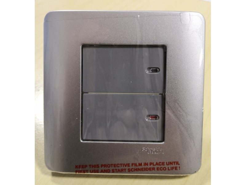 Schneider Zencelo 2G1W Switch -Silver Satin (E8432_1_SA_G2)