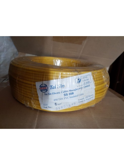 Tai Sin 6mm Pvc Cable 100mtrs (Yellow)
