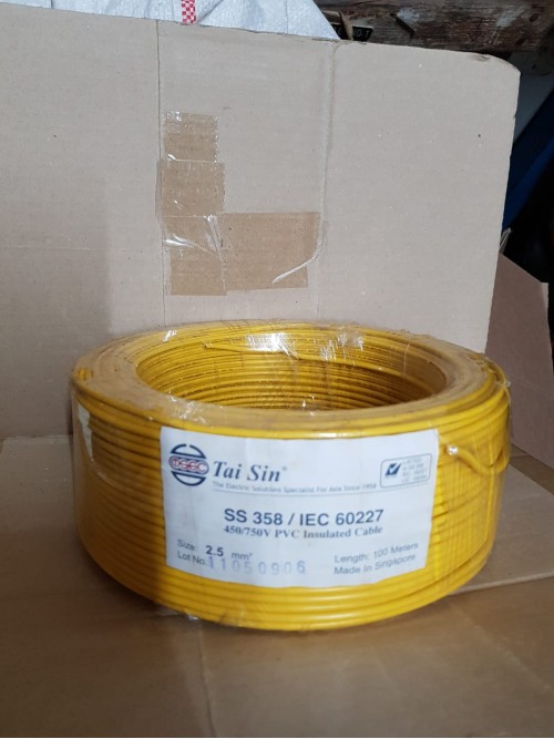 Tai Sin 2.5mm Pvc Cable 100mtrs (Yellow)